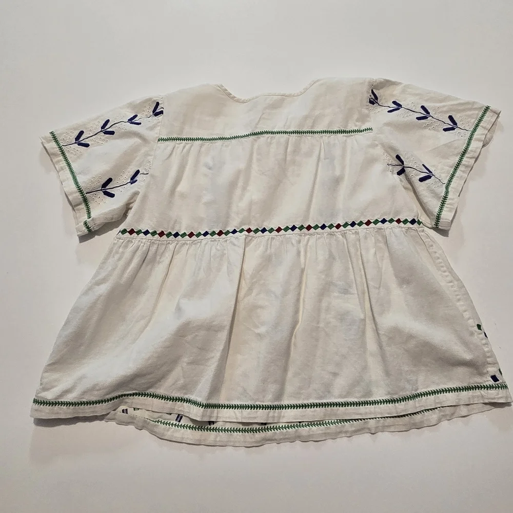 ba&sh Kimber Top Cotton Short sleeves Tie neck Pull on Size M - Picture 10 of 11